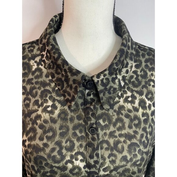 Style & Co Women's Leopard Print Tunic Button-Down Long Sleeve Shirt L - Picture 11 of 16